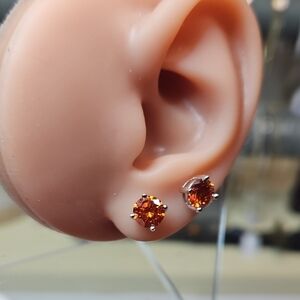 1ct x2 Orange Moissanite Earrings